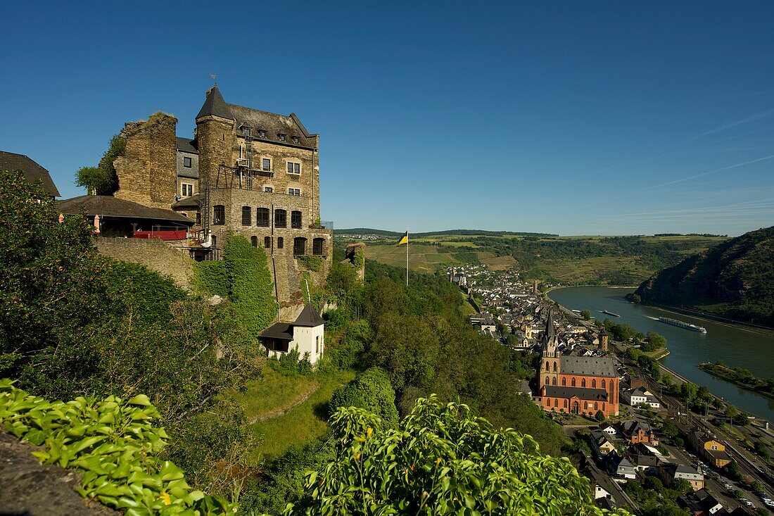 Schönburg above Oberwesel and the Rhine Valley, Upper Middle Rhine Valley, Rhineland-Palatinate, Germany