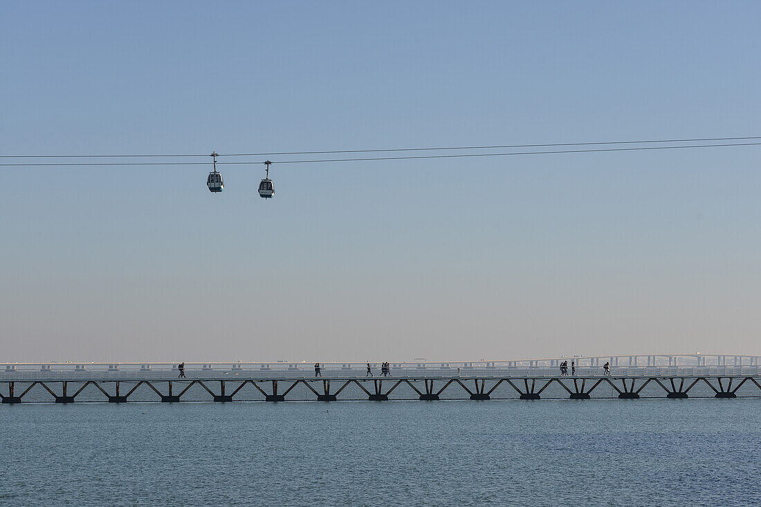 Telecabina on Tago River, Lisbon, Portugal, December 2017