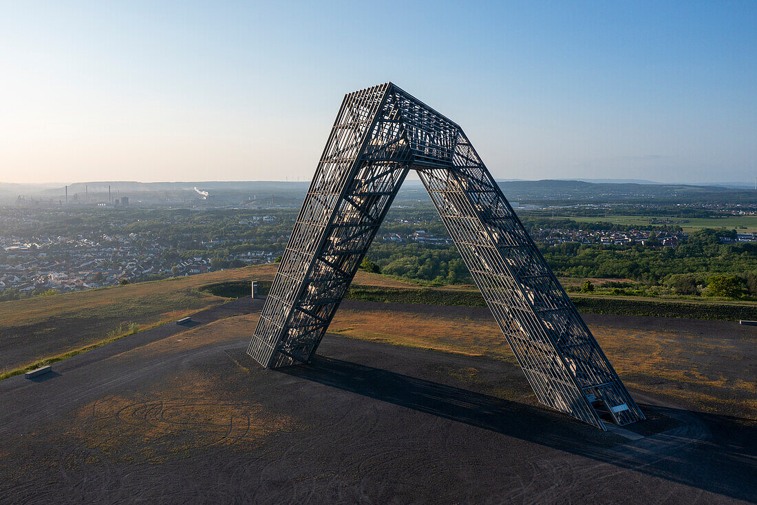 Saar polygon on the mining heap Ensdorf near Saarlouis, Saar, Saartal, Saarland, Germany