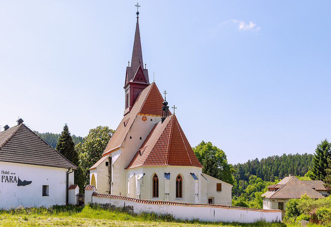Late Gothic Church of Sv. Jana Křtitele in Zátoň, Větřní in South Bohemia in the Czech Republic