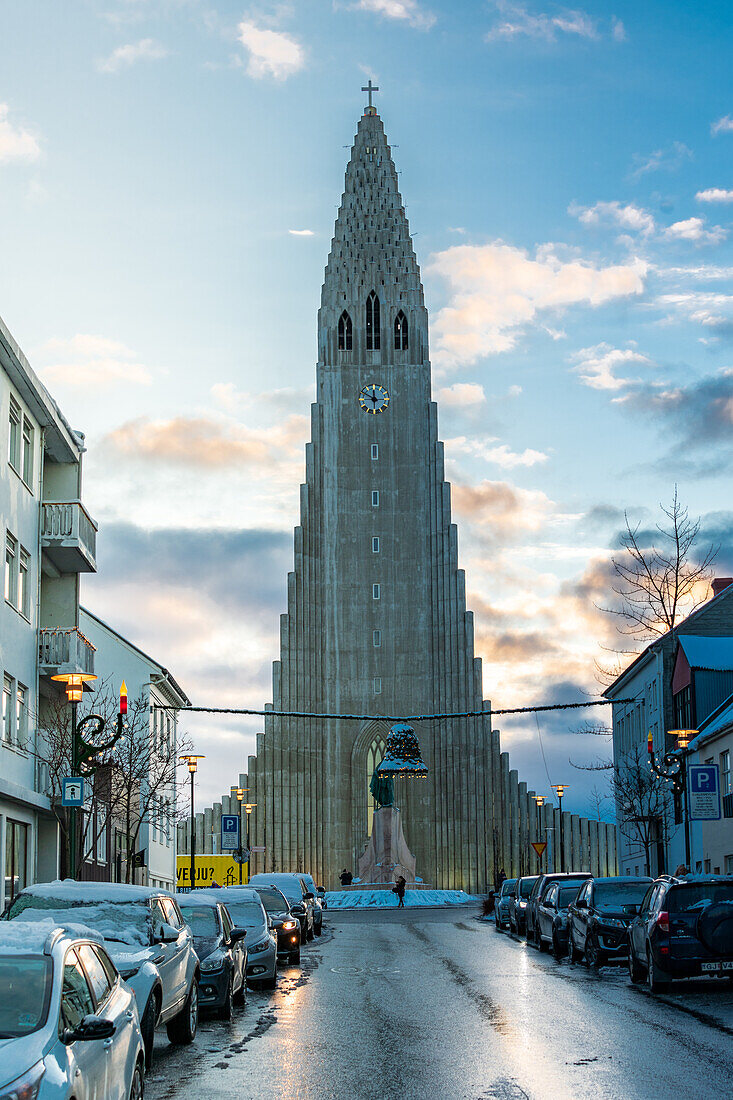 Hallgrimskirkja in the ceter of Reykjavík Iceland