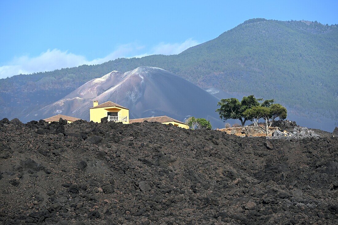 Lava from the new Tajogaite volcano, erupted on September 19th, 2021 for 3 months, photographed in May 2023 around Todoque/ Las Manchas, west coast of La Palma, Canary Islands, Spain