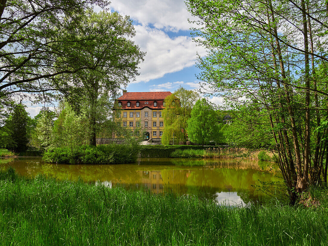 Schloss und Schlosspark Gleisenau bei Ebelsbach, Naturpark Haßberge, Landkreis Haßberge, Unterfranken, Franken, Bayern, Deutschland