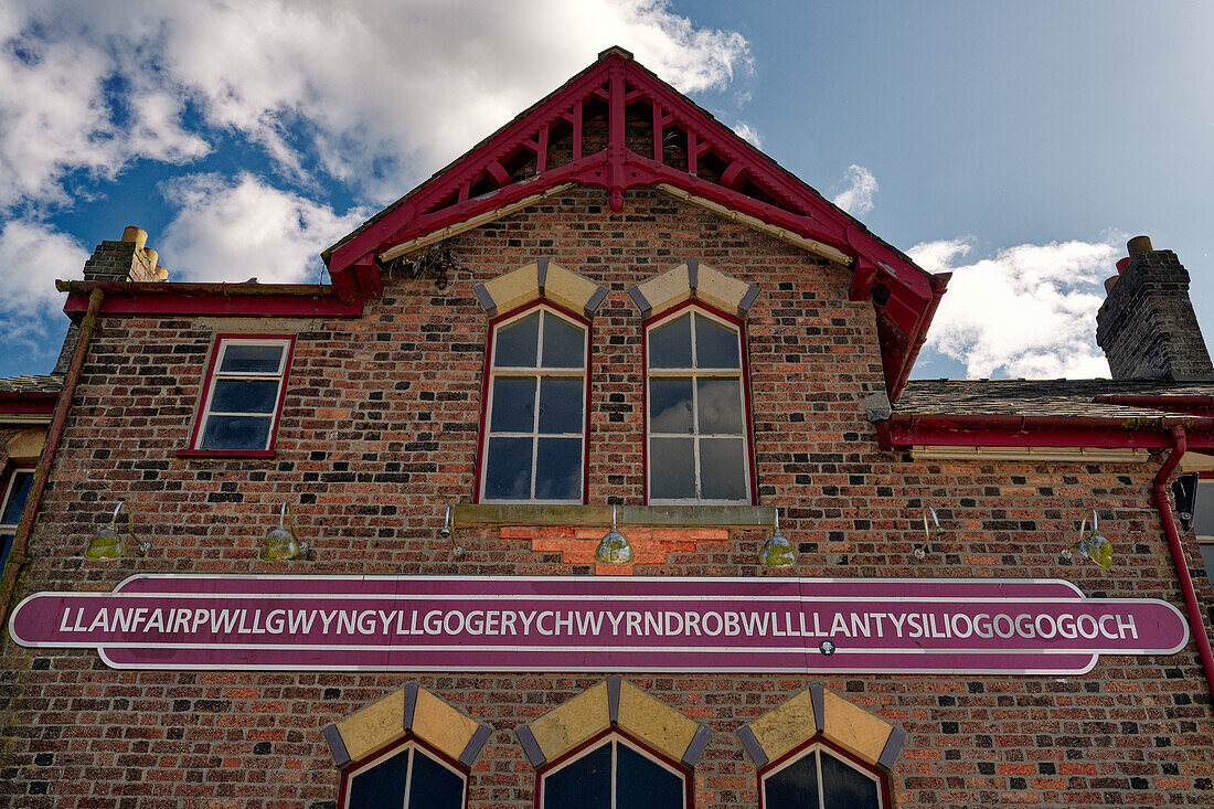 Great Britain, North West Wales, Anglesey Island, Llanfairpwll (short version), train station, longest place name in Europe