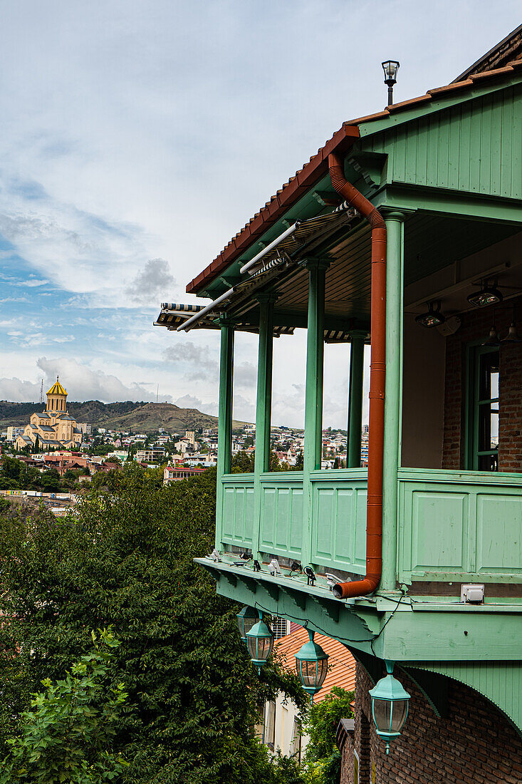 Architecture of restored part of Old Tbilisi, capital city of Georgia