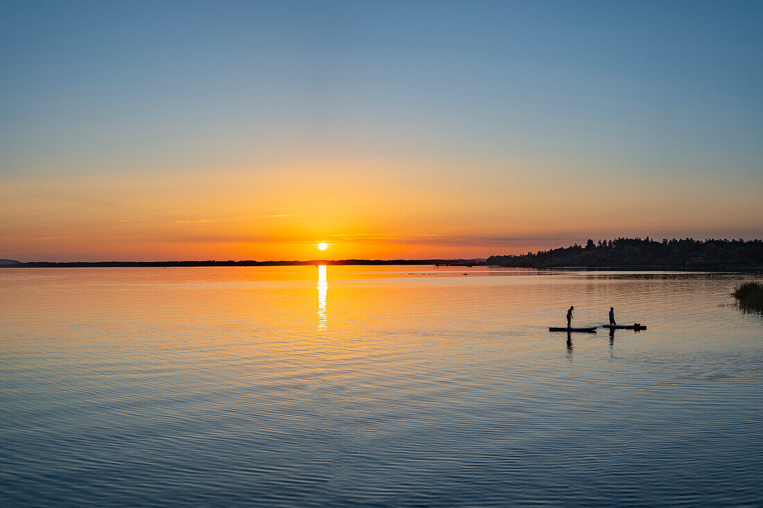 Sunset, near Chieming, Chiemsee, Chiemgau, Bavaria, Germany, Europe