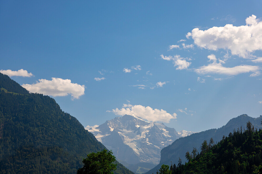 Snow Capped Jungfraujoch Mountain in a Sunny Day in Interlaken, Bern Canton, Switzerland.