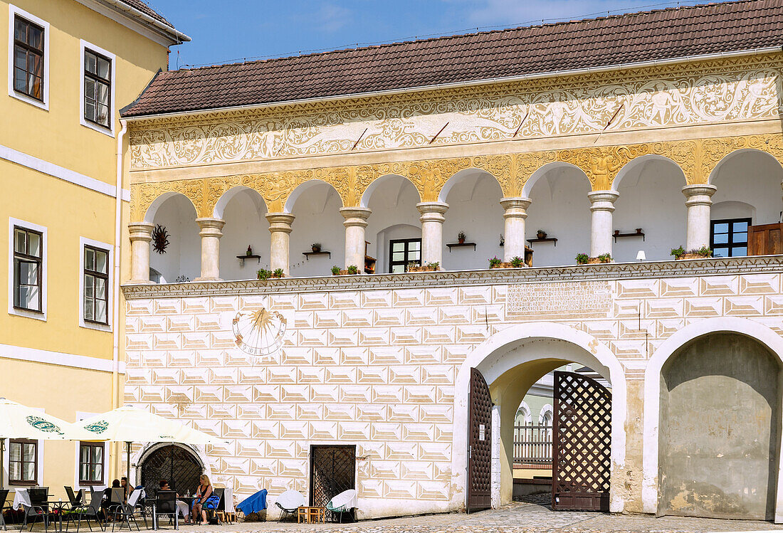 Innenhof von Schloss Krnov in Krnov in Mährisch-Schlesien in Tschechien