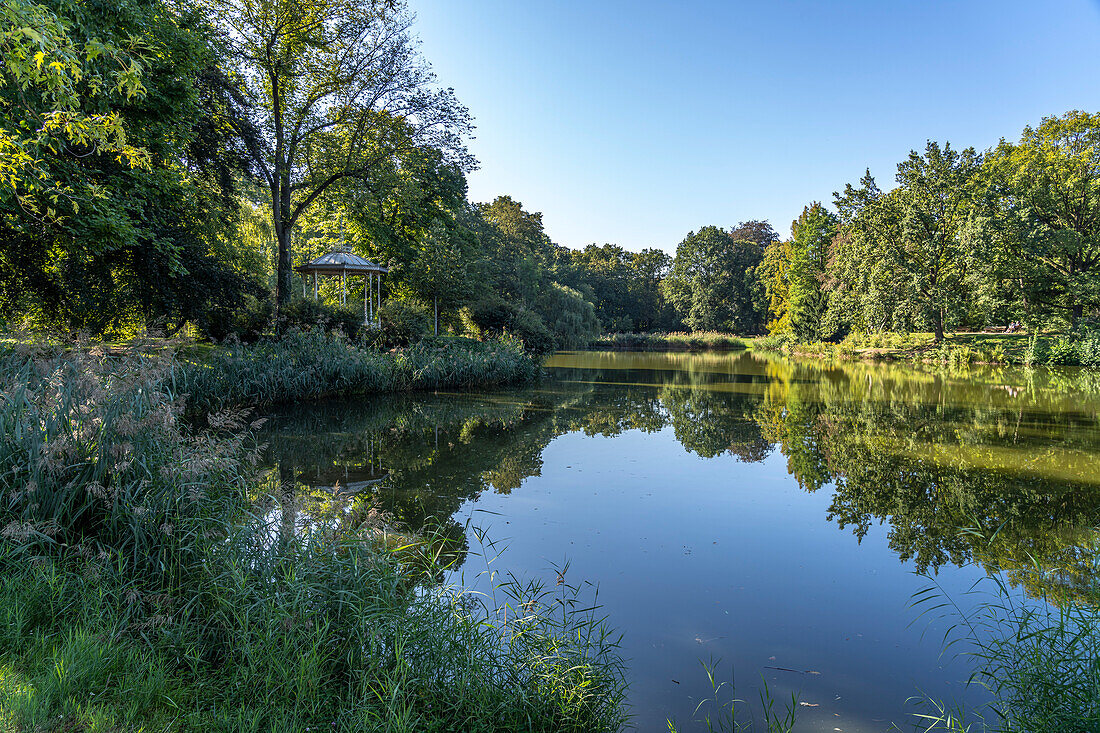 Lake in the Clara-Zetkin-Park in Leipzig, Saxony, Germany