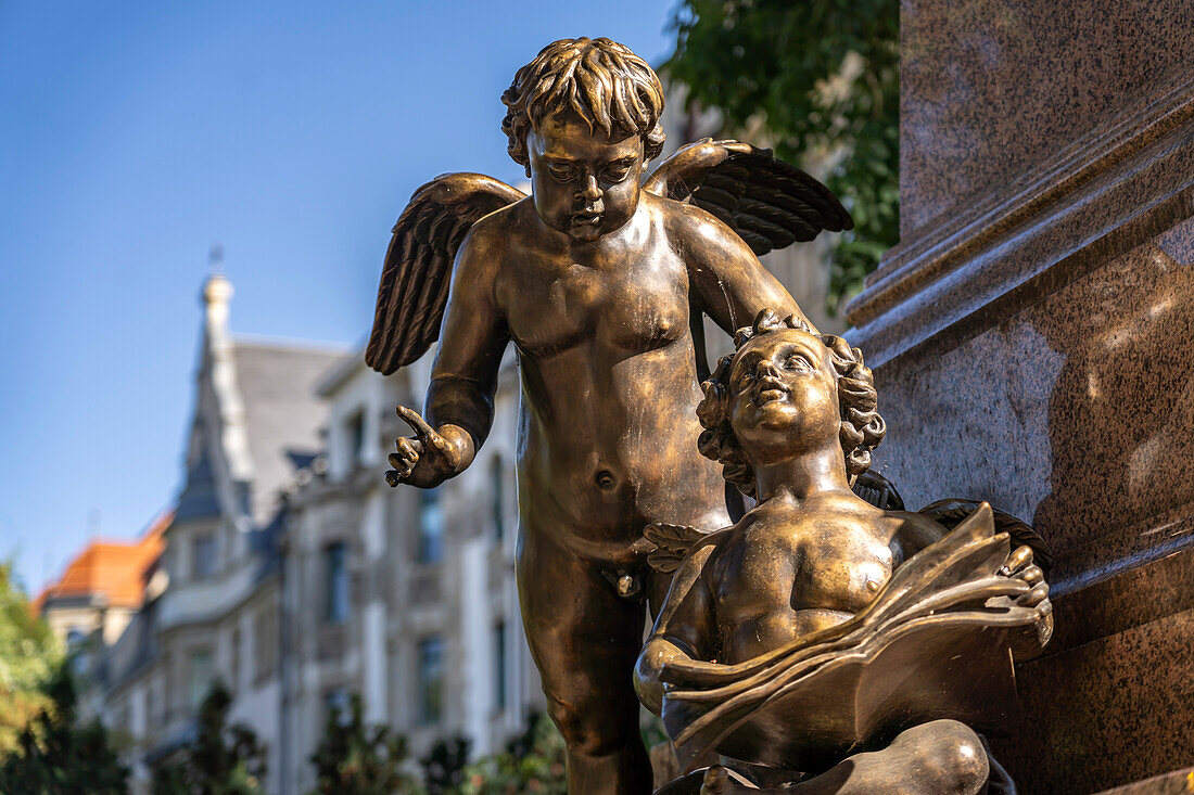 bronze angels at the Mendelssohn monument in Leipzig, Saxony, Germany