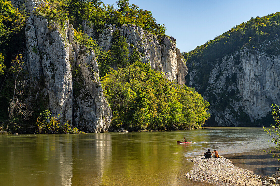 Canoe on the Danube near the Weltenburger Enge, Danube breakthrough near Weltenburg, Bavaria, Germany