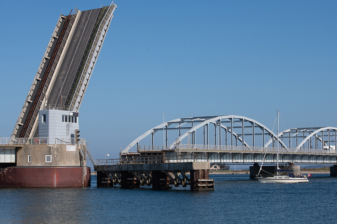 The Oddesund Bridge on the Limfjord connects Northern Jutland with the Thyhol Peninsula, Jutland, Denmark