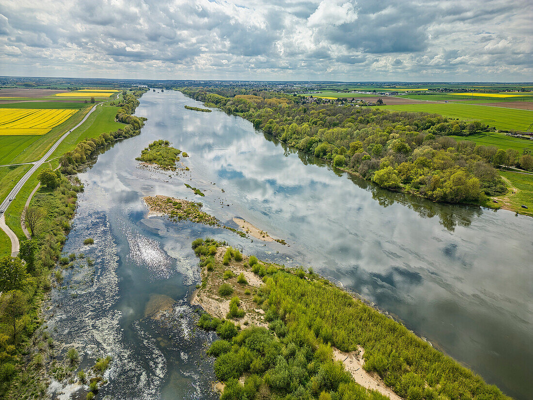 Loire with floodplain landscape, Loire Valley, UNESCO World Heritage Site Loire Valley, France