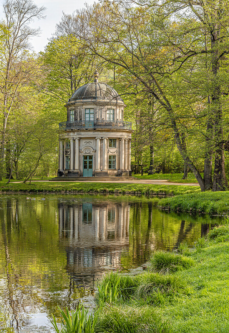 English pavilion in Pillnitz Castle Park in Dresden, Saxony, Germany in spring