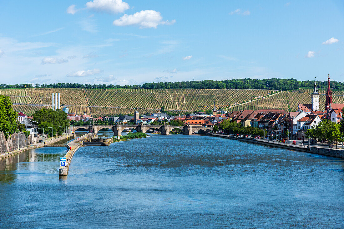 Old Main Bridge and old town in Würzburg, Lower Franconia, Franconia, Bavaria, Germany