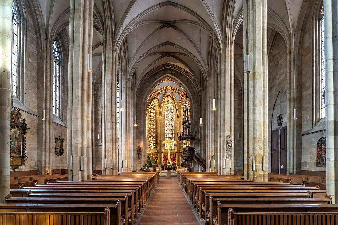Interior of the Frauenkirche in Esslingen am Neckar, Baden-Württemberg, Germany