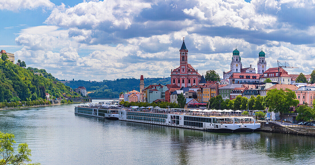 View over Danube in Passau, Bavaria, Germany