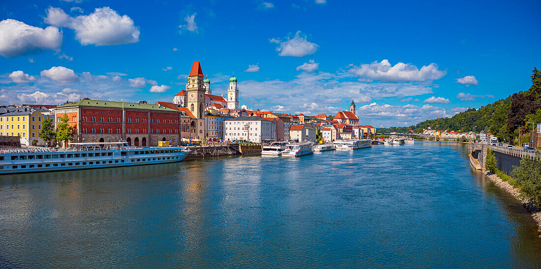 Danube bank in Passau, Bavaria, Germany