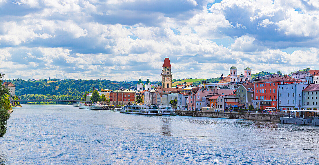 Jetty at Fritz-Schäffer-Promenade on the Danube in Passau, Bavaria, Germany