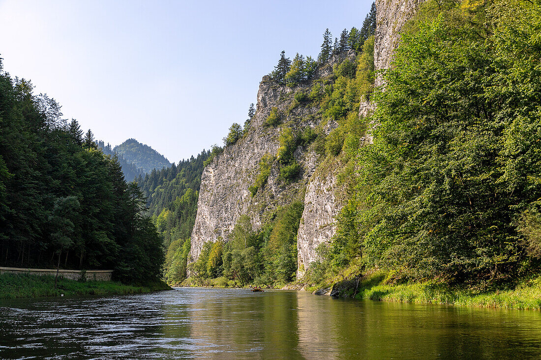 Rafting trip in the Dunajec Canyon in the Pieniny National Park (Pieninský Park Narodowy) in southern Poland in the Malopolskie Voivodeship in Poland