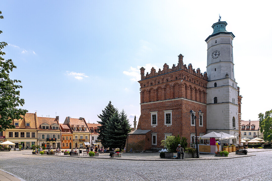 Rynek mit Rathaus (Ratusz) in Sandomierz in der Woiwodschaft Podkarpackie in Polen