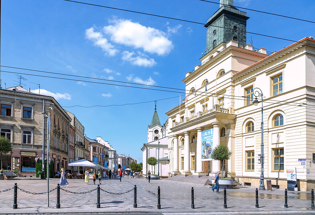 Neues Rathaus (Novy Ratusz) am Plac Łokietka in Lublin in der Wojewodschaft Lubelskie in Polen