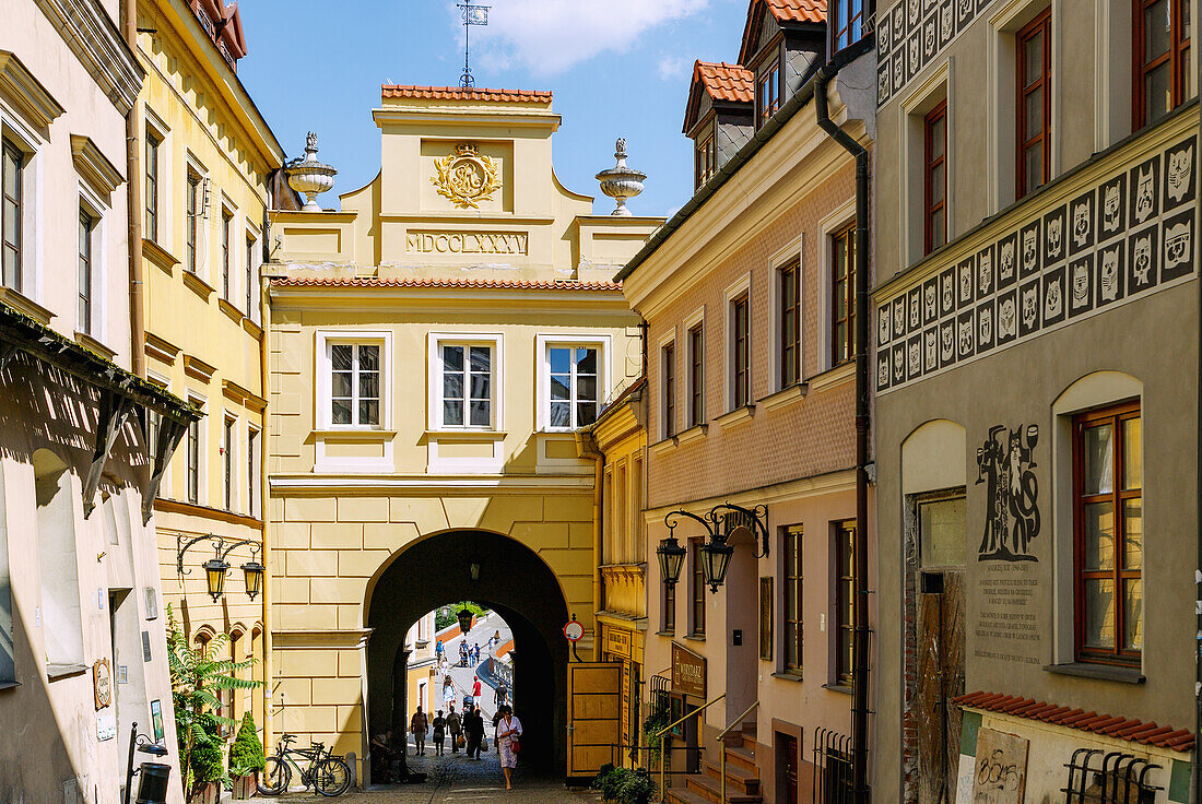 Burggasse (Grodzka) with Castle Gate (Brama Grodzka) in Lublin in the Lubelskie Voivodeship in Poland