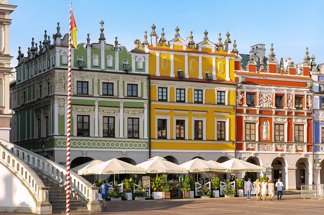 Town Hall (Ratusz) and Armenian Houses (Kamienice Ormiańskie) at Rynek Wielki in Zamość in Lubelskie Voivodeship of Poland