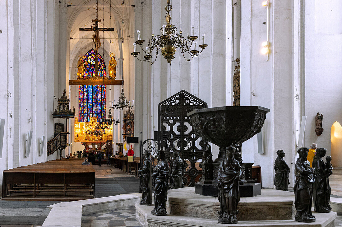 Interior of St. Mary's Church (Kościół Mariacki) in the Law Town (Główne Miasto) in Danzig (Gdańsk) in the Pomorskie Voivodeship of Poland