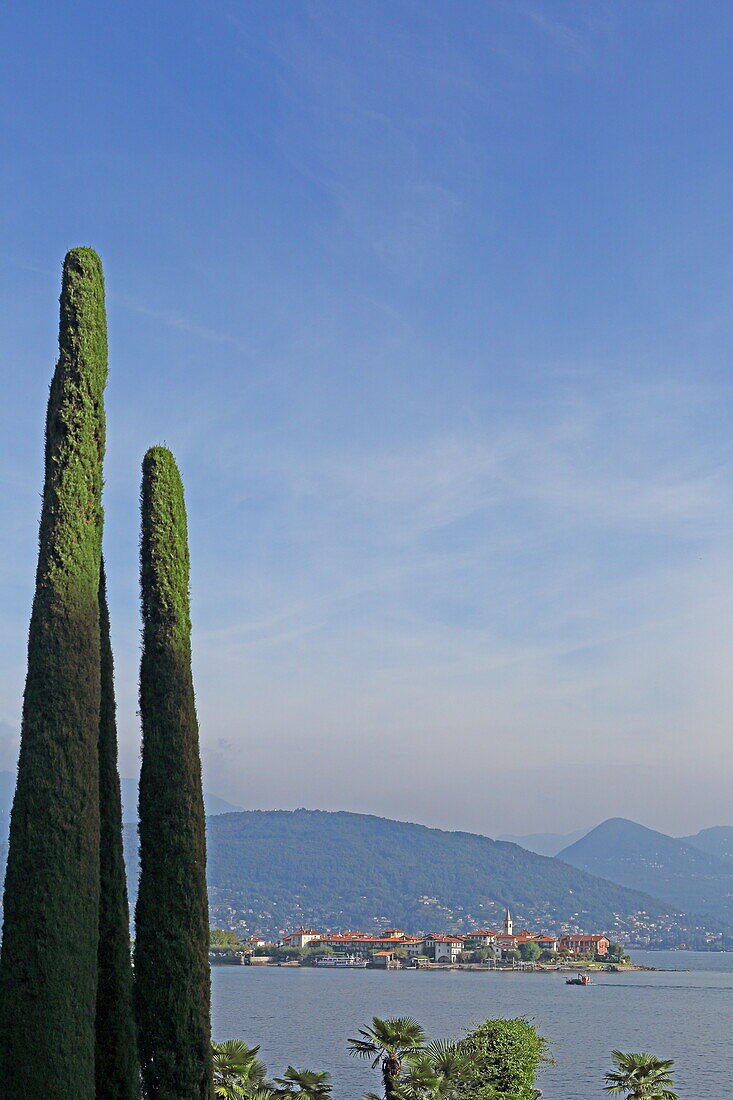 View from Baveno to Isola Superiore (Isola dei Pescatore), Lake Maggiore, Piedmont, Italy