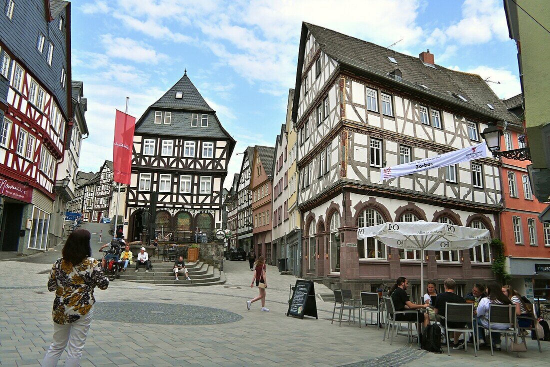 Marktplatz in der Altstadt von Wetzlar, Hessen, Deutschland