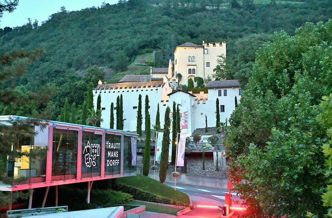 In the evening at Trauttmandorff Castle near Meran, South Tyrol, Italy