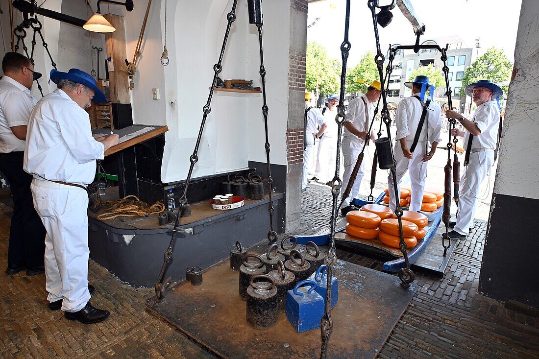 historical weighing station, cheese market in Alkmaar, North Holland, Netherlands