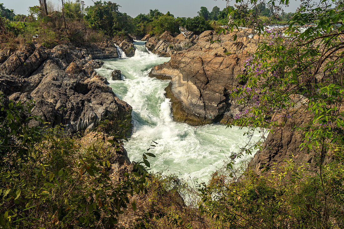 Li Phi Somphamit Wasserfall am Mekong, Si Phan Don, Provinz Champasak, Laos, Asien 