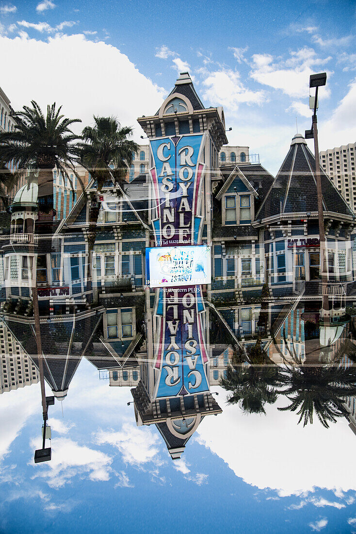 Double exposure of the Casino Royal hotel on the Strip in Las Vegas, Nevada.