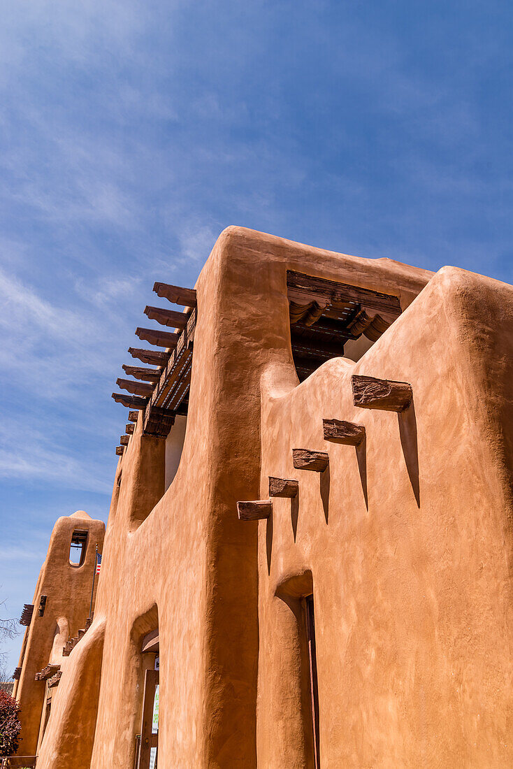 Large adobe building in Santa Fe, New Mexico.