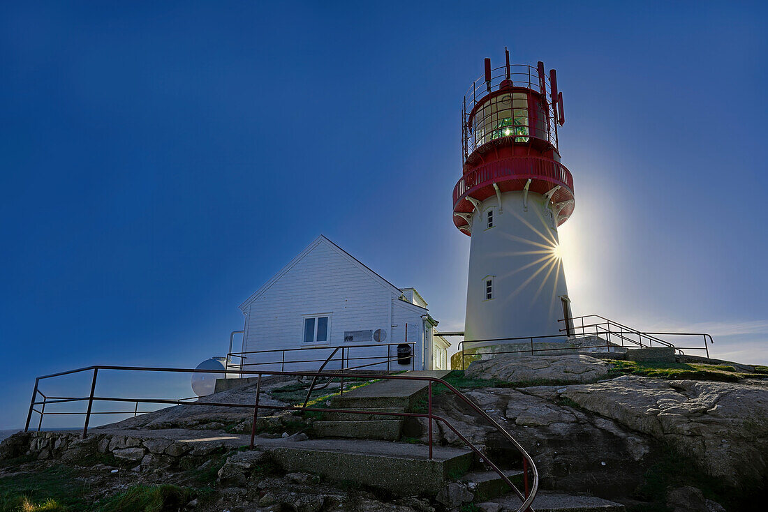 Norway, Lindesnes Fyr, lighthouse on the South Cape, most photographed lighthouse in Norway
