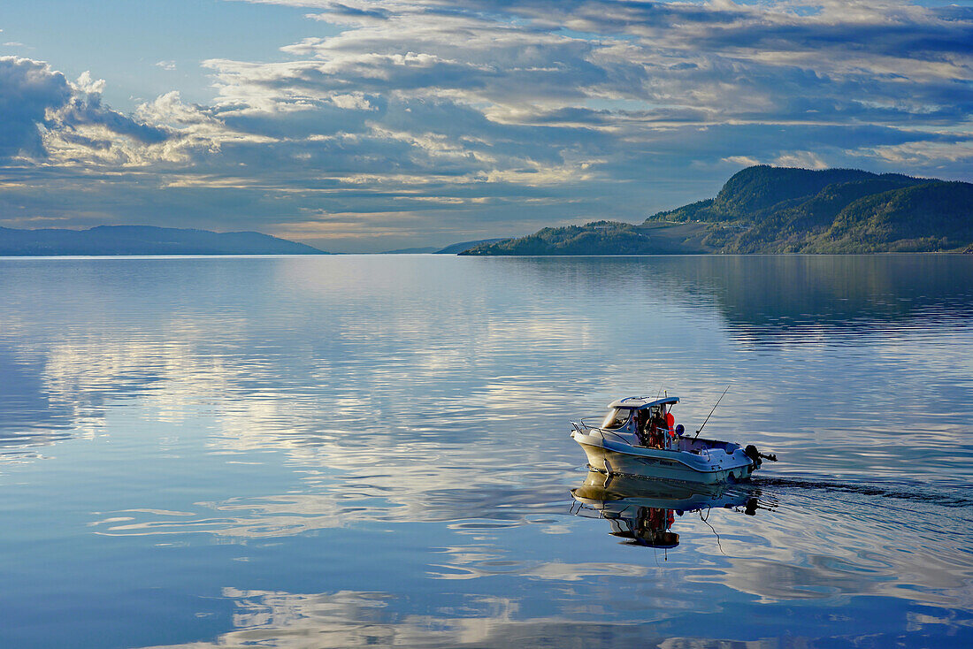 Norway, boat on the Gaulosenfjord near Buvika, just before Trondheim