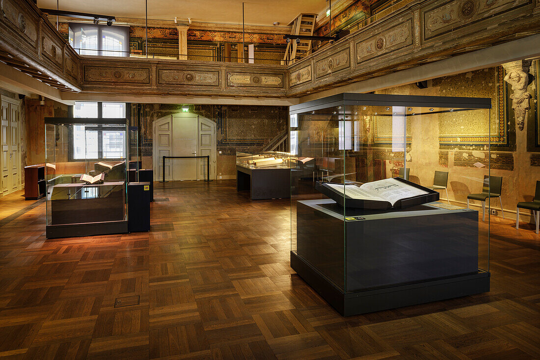 UNESCO World Heritage Site &quot;Jewish-Medieval Heritage in Erfurt&quot;, exhibition in the dance hall of the Old Synagogue, Erfurt, Thuringia, Germany