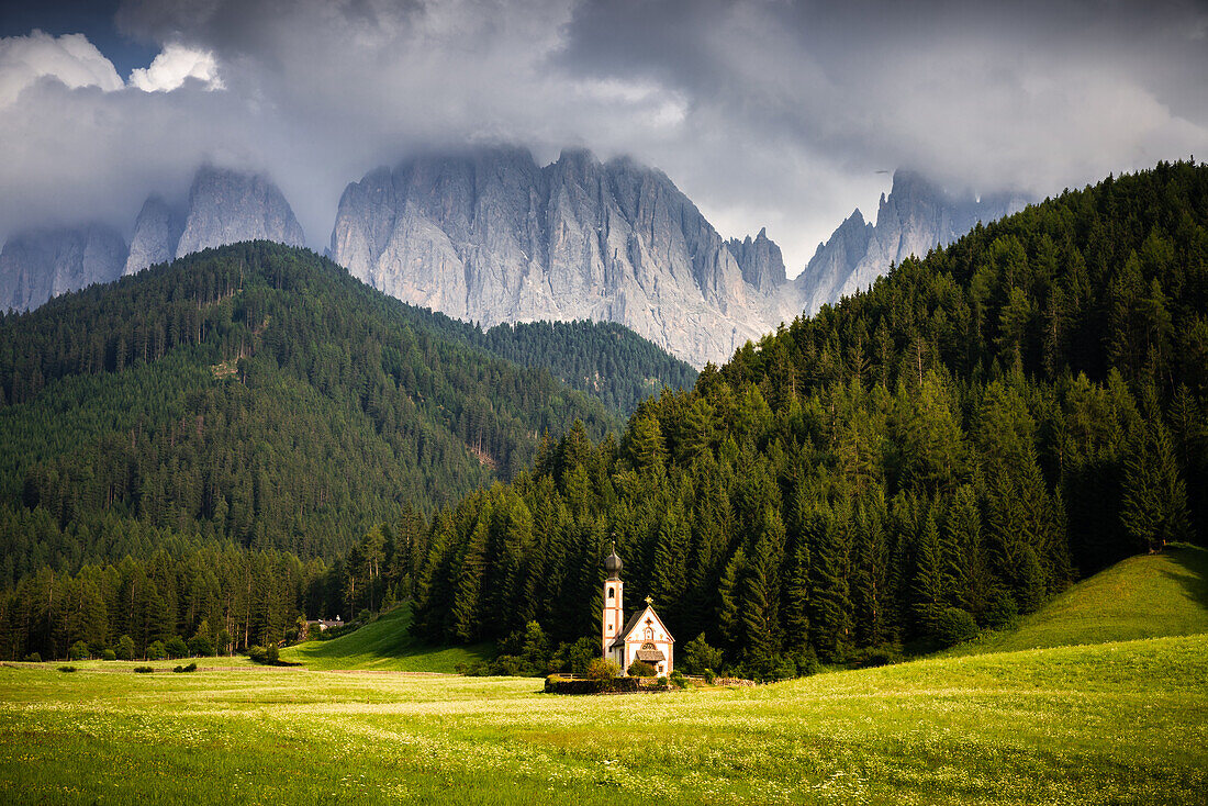 St Joahnn Chapel in St Magdalena, Dolomites, South Tyrol, Italy