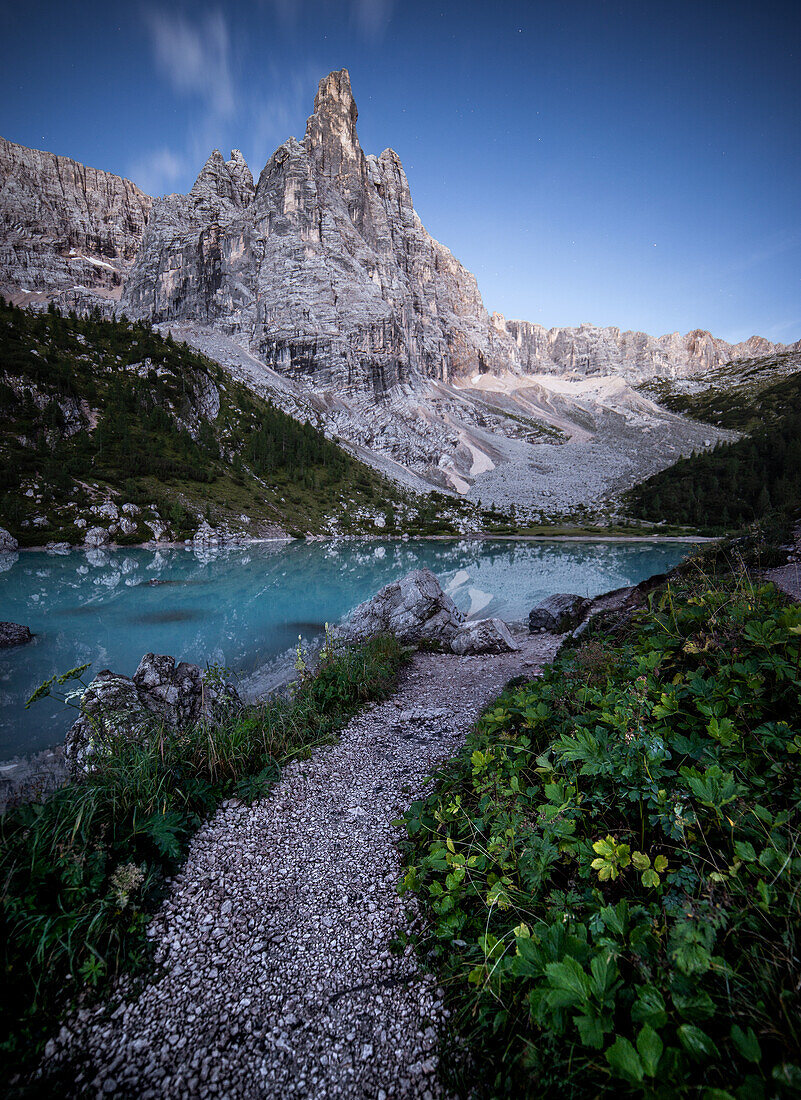 Hiking trail to Lago di Sorapis, Dolomites, South Tyrol, Italy