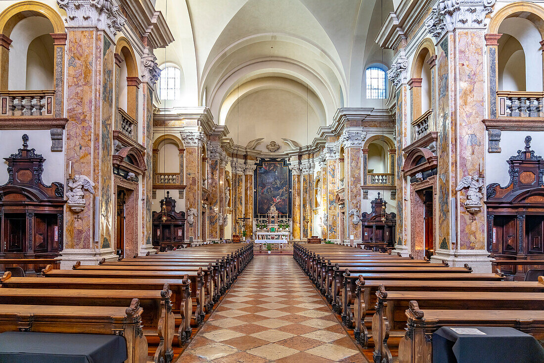 Interior of the church Chiesa di San Francesco Saverio in Trento, Trentino, Italy, Europe