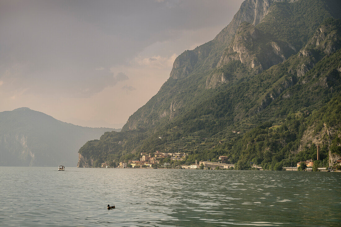 on the beach near Marone, Lake Iseo (Lago d'Iseo, also Sebino), Brescia and Bergamo, Northern Italian Lakes, Lombardy, Italy, Europe