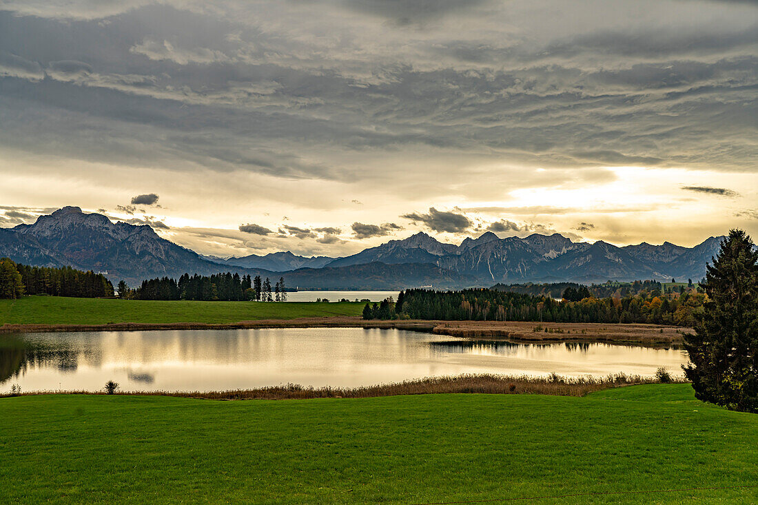 Lake landscape at Forggensee near Schwangau, Allgäu, Bavaria, Germany