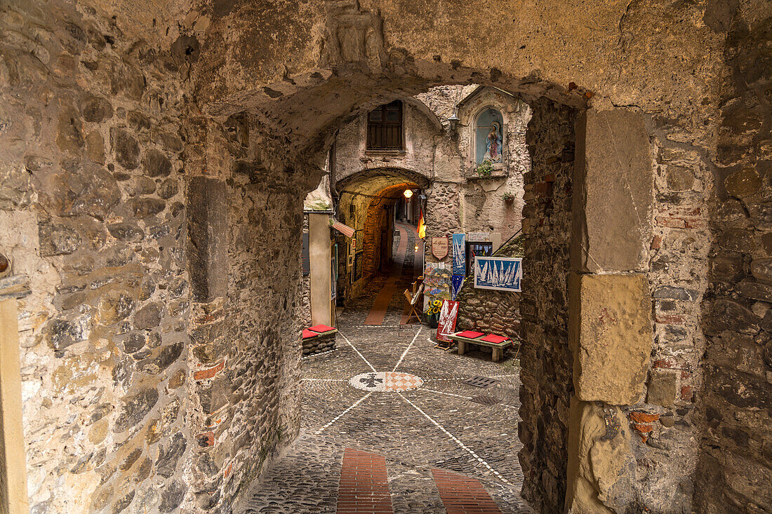 In the old town of Dolceacqua, Liguria, Italy, Europe