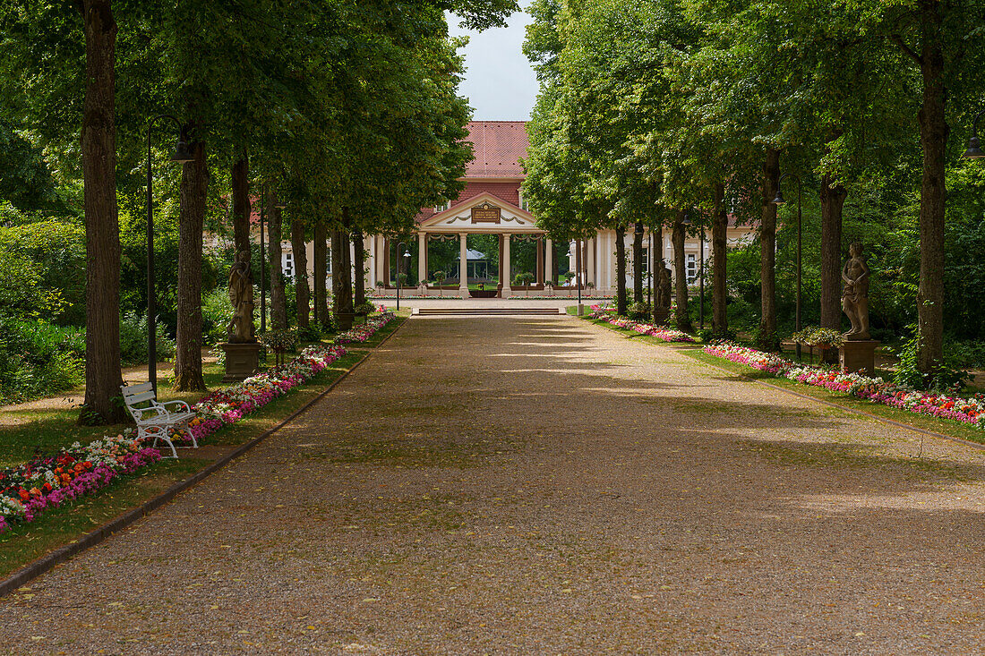 Spa park in the Bavarian state spa Bad Bocklet, Bad Kissingen district, Lower Franconia, Franconia, Bavaria, Germany