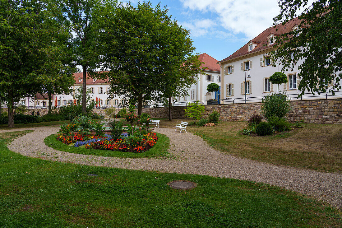 Spa park in the Bavarian state spa Bad Bocklet, Bad Kissingen district, Lower Franconia, Franconia, Bavaria, Germany