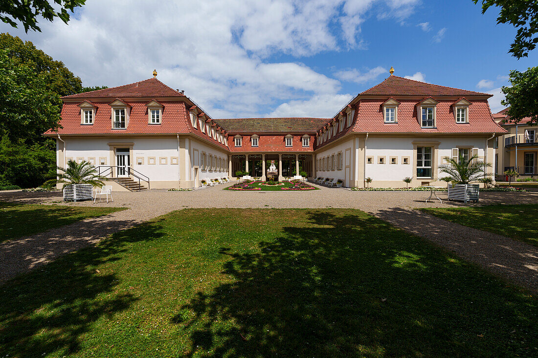 Kurpark im Bayerischen Staatsbad Bad Bocklet, Landkreis Bad Kissingen, Unterfranken, Franken, Bayern, Deutschland