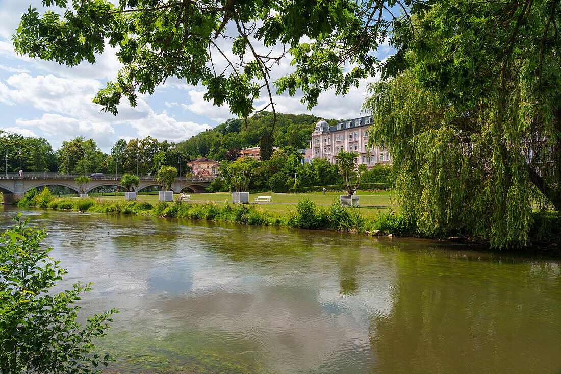 Kurpark and rose garden in the state spa Bad Kissingen, Lower Franconia, Franconia, Bavaria, Germany