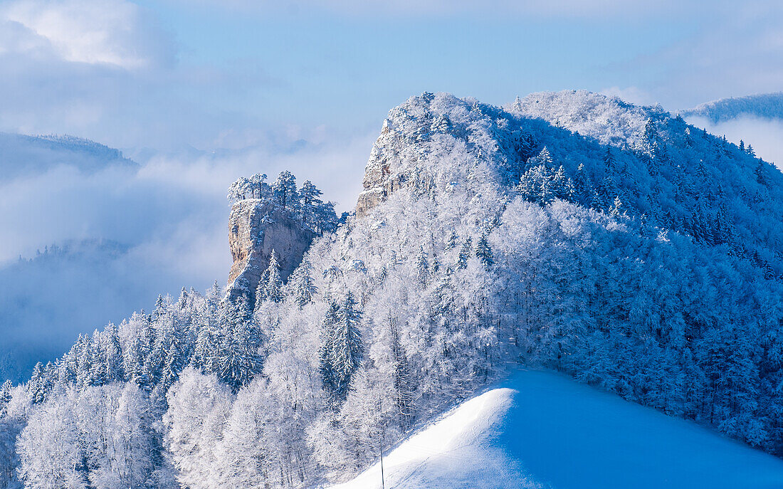 Winterlandschaft im Schweizer Jura; Kanton Baselland, Schweiz